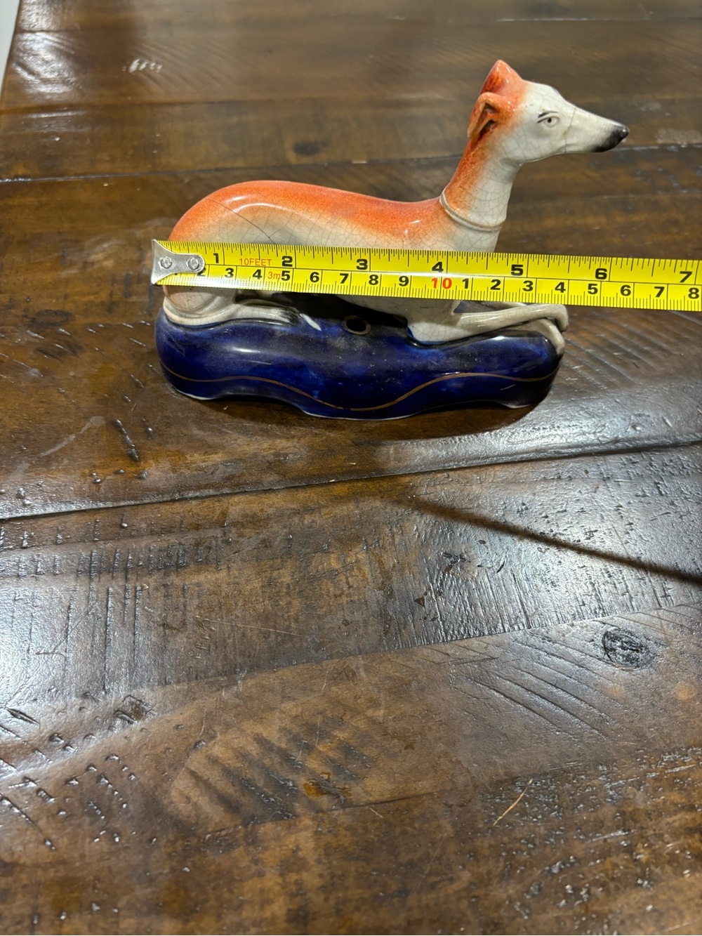 Antique Staffordshire Ceramic Greyhound Figurine ink well or pen holder - Picture 14 of 14